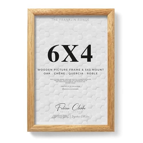Image of 6x4 Photo Frame 6x4 Inch Oak Picture Frame with Rounded Edge, Wall Mount or Tabletop Display Modern Style Wooden Photo Frame for Modern Home Décor