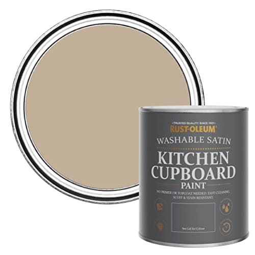 Image of Rust-Oleum Brown Scrubbable Kitchen Cupboard Paint in Satin Finish - Salted Caramel 750ml