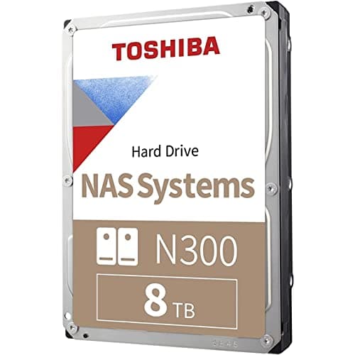 Image of Toshiba N300 8TB NAS 3.5-Inch Internal Hard Drive - CMR SATA 6 GB/s 7200 RPM 256 MB Cache - HDWG480XZSTA, Silver