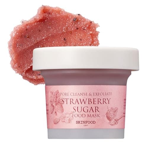 Image of SKINFOOD Mask Strawberry Sugar Wash Off Face Masks, Facial Pore Cleanser 120g (4.23 oz) - Hydrating & Nourishing, Clearing Exfoliator with BHA Pore & Sebum Shower