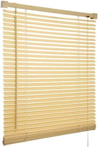 Image of Wood Wooden Grain Effect Window Venetian Blind Blinds Easy Fit Privacy Curtains Trimmable Fittings Windows Treatment Shutters Twist Open Close (Natural-Wood Grain Effect, 90 x 213 cm)