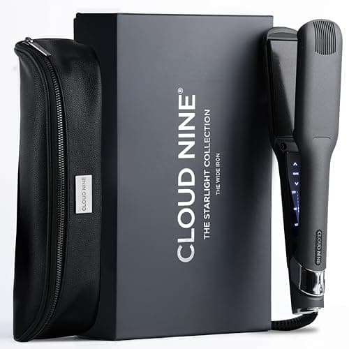 Image of CLOUD NINE The Wide Iron Hair Straightener Starlight Collection Grey | Variable Temperature Control | Revive Mode Mineral-Infused Plates | Digital Display 360° Swivel Cord | Shiny Sleek Results