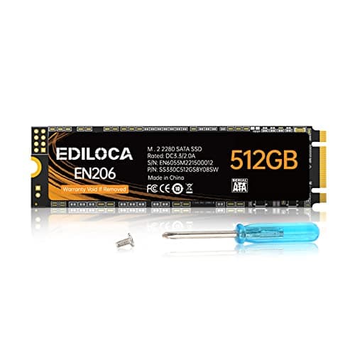 Image of Ediloca EN206 512GB 3D NAND M.2 SSD, M.2 2280 SATA III 6Gb/s SSD Internal Hard Drive, Read/Write Speed up to 550/460 MB/s, Compatible with PC Desktop & Laptop
