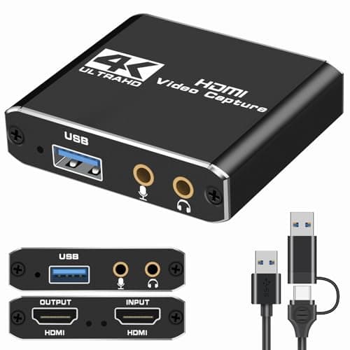 Image of HDMI Capture Card for Streaming, USB3.0 Capture Card 4K HDMI Loop-Out, 1080P 60FPS/2K 30FPS Video Game Capture for Streaming, Recording, Works for PS5/Switch/Windows/Mac/OBS-Plug & Play-6CM