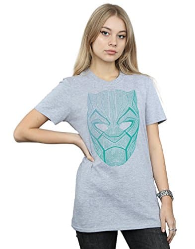 Image of Marvel Women's Black Panther Tribal Mask Boyfriend Fit T-Shirt Sport Grey Small
