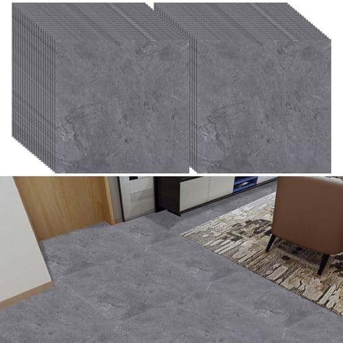 Image of YAYODS 40 Pack Self Adhesive Floor Tile Vinyl Flooring, Grey 30x30cm Marble Effect Flooring, Waterproof Stone Texture Stickers, Peel and Stick Floor Tile for Kitchen Bathroom Living Room