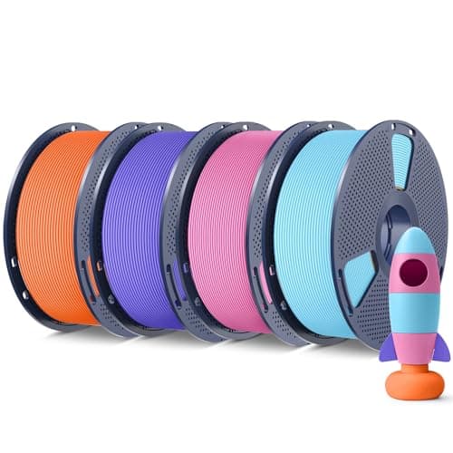 Image of SUNLU PLA Matte 3D Printer Filament 4KG, PLA Filament Bundle 1.75mm, Neatly Wound Filament PLA with Matte Finish, 1kg Spool (2.2lbs), 4 Packs, Sunshine Orange+Lavender Purple+Pink+Sea Salt Blue