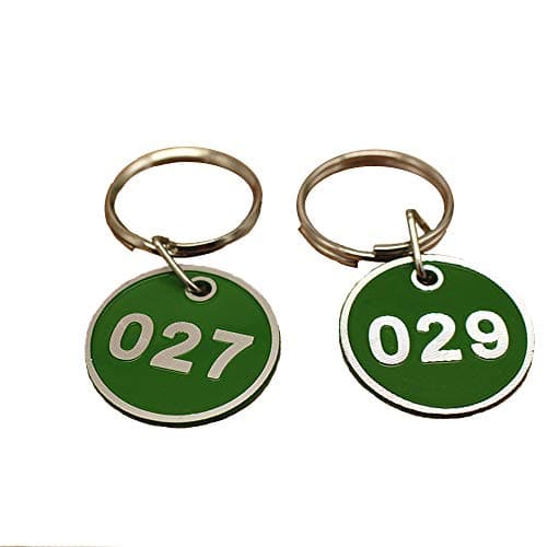 Image of Sourcemall Aluminum & Plastic Key Tag Numbered Key Rings 30mm (Green, 1-100)