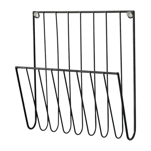 Image of LOVIVER Metal Magazine Rack Wall Mounted File Holder Office Home Office Bathroom Home Basket Bin Decorative Iron Mail Organizer Newspaper Holder, Wire Shelves for Letters Folders Papers, Black