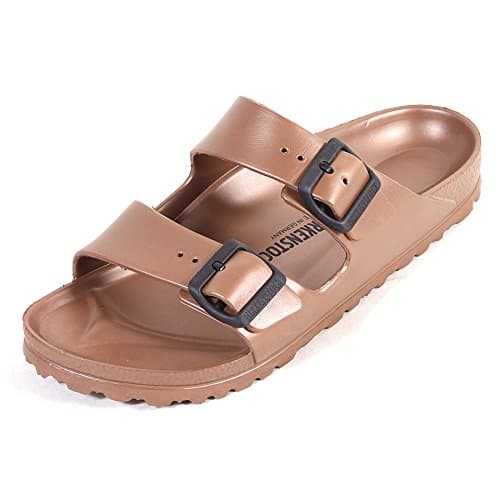 Image of Birkenstock Women's Arizona Shearling Sandals, Copper, 6 Narrow