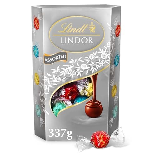 Image of Lindt Lindor Silver Assorted Chocolate Truffles – 337g Box (Approx. 26 Balls) – Smooth Filling – Gift, Birthday, Congratulations, Sharing Treat