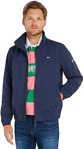 Image of Tommy Jeans Men's Tjm Essential Casual Bomber Dm0dm15382 Woven Jackets, Twilight Navy, XS