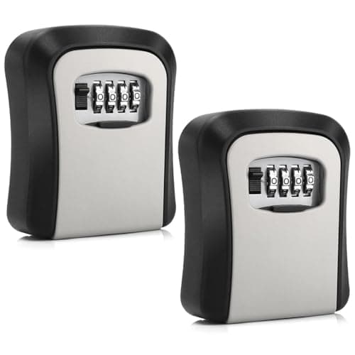 Image of CROING 2 pcs - Key Safe Wall Mounted,Key Lock Box with Combination Lock, 4-Digit Code, Black and Grey