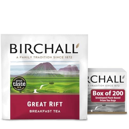 Image of Birchall Great Rift Breakfast Blend Tea - A Timeless Classic to Satisfy Your Morning Cravings, Box of 200 Enveloped Plant Based Prism Tea Bags
