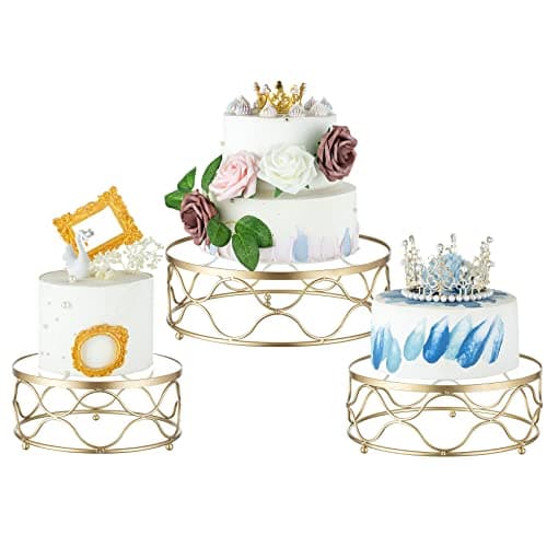 Image of NUPTIO Gold Cake Stand Set: 3 Pcs Round Acrylic Stands Wedding Metal Dessert Display Afternoon Tea Cup Cakes Tray for Weddings Birthday Party Baby Shower Christmas Dinner Table Decorations