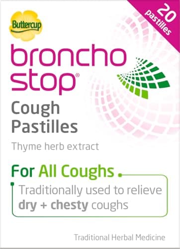 Image of Bronchostop Cough Pastilles (20 Pastilles) - Relief for All Cough Types Including Chesty & Dry Coughs - Non Drowsy Anti Mucus Formula with Traditional Thyme Herb Extract