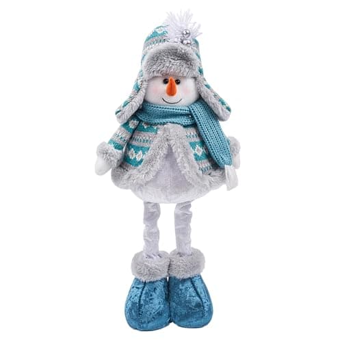 Image of Moonlove Christmas Decorative Standing Figure with Extendable Legs Xmas Santa Claus Snowman Reindeer Telescopic Legs Figurine Fancy Gift Plush Ornaments for Christmas Tree Fireplace Window