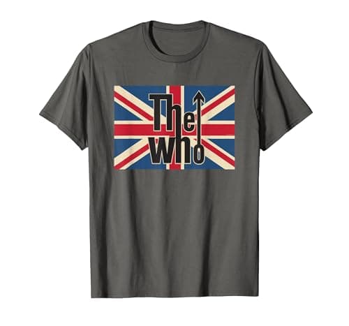 Image of The Who Official Union Jack Flag Logo T-Shirt T-Shirt, Men, Asphalt Grey, Small