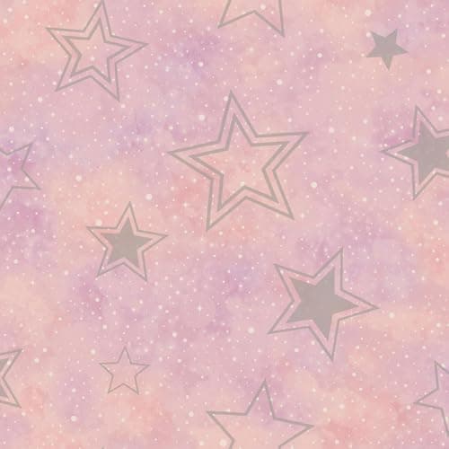 Image of Stardust Wallpaper Smooth Finish Star Themed Wallpaper with Highlights Perfect for Kids Bedroom, Feature Walls, Nurseries or Playrooms, Cute Star Design Pink/Silver Holden 14060
