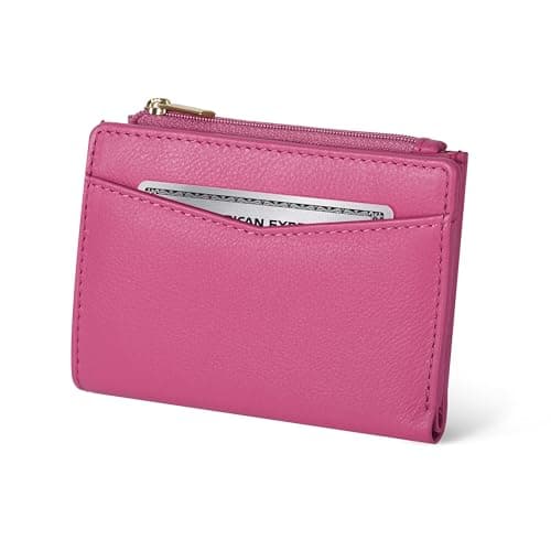 Image of Oak Leathers Leather Wallet for Women - Small RFID Coin Purse Credit Card & ID Holder for Ladies, Gift for Women's, Bifold Wallets (Nappa Pink)
