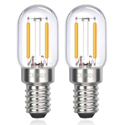 Image of Akynite T22 LED E14 Fridge Bulbs 2W Warm White 2700K, 200LM, SES Pygmy Bulbs Replacement for E14 Refrigerator Bulb 15W 230V, Small Screw COB Filament Salt Lamp Night Light, Pack of 2