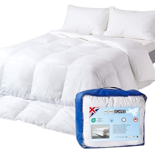 Image of HOMESCAPES King Size Duvet 10.5 Tog, Hotel Quality Soft Touch 'Feels Like Down' Super Microfibre Quilt, Box Stitched, Lightweight All Year Round Duvets, Hypoallergenic & Machine Washable