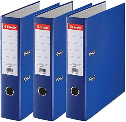 Image of Esselte A4 Lever Arch Files, Blue, 3 File Folders, 624291, Dos 75mm