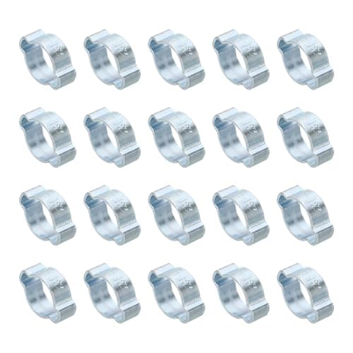 Image of PATIKIL 20 Pack 11-13mm Double Ear Hose Clamp, Galvanized Steel O Clip Crimp Rings for Fuel Petrol Pipe Tube Fitting Connections, Silver Tone