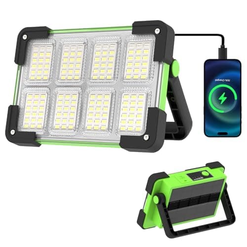 Image of OHAYORI LED Rechargeable Work Light, Portable Floodlight with 4 Modes, Power Bank, LED Rechargeable Security Lights, Waterproof Outdoor Emergency Light for Fishing, Hiking, Repairing