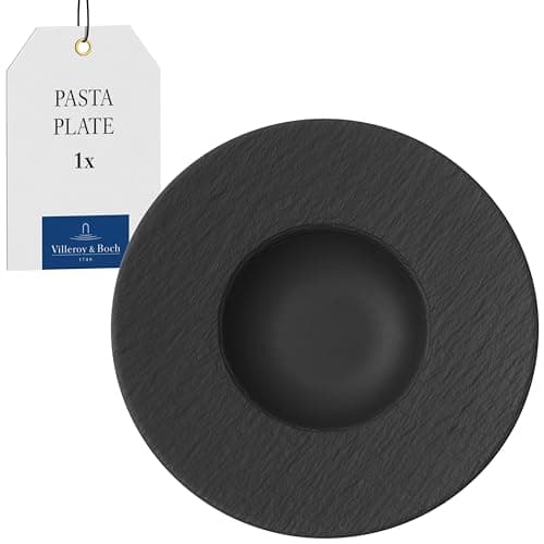 Image of Villeroy & Boch - Manufacture Rock Pasta Plate 28 cm Black, Dishwasher Safe, Microwave Safe, Dinner Plate for Soup or Pasta, Dinnerware, Tableware, Premium Porcelain