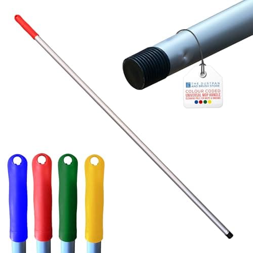 Image of Colour Coded Mop and Broom Handle Replacement – 120cm Long Aluminium Mop and Broom Handle Screw End, Interchangeable That Fits Most Brush and Head (Red)