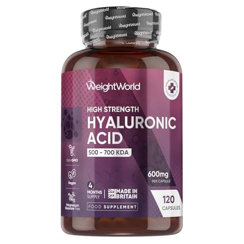 Image of Hyaluronic Acid Supplement 600mg (500-700 KDA) - 1 per Day - 120 High Strength Capsules - 4 Months Supply - Non-GMO, Vegan-Friendly & GMP-Approved Hyaluronic Acid Capsules - Made in the UK