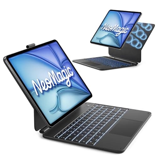 Image of Inateck NeoMagic Magnetic Keyboard Case for iPad Air 13 inch M4 2026/M3/M2, iPad Pro 12.9 inch 6/5/4/3 Gen, Large Multi-Touch Trackpad, LED Power Display,7 Color Backlight, with Pencil Holder, QWERTY