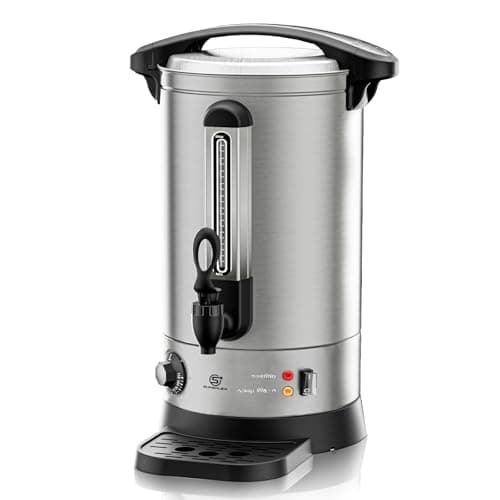 Image of SUPERLEX Electric Catering Urn 1500W, 10L Hot Water Boiler Dispenser with Thermostat, Stainless Steel Tea Urn Kettle Auto Keep Warm & Anti-drip Tap, Safety Cut-off, for Home, Office, Commercial Use