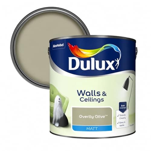 Image of DRW Overtly Olive Matt Emulsion Paint 2.5L | Interior Wall and Ceiling Paint | Smooth Flat Matt Finish | Durable Everyday Room Paint for Living Room Bedroom Hallway and Dining Room