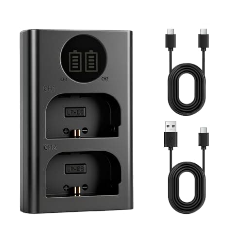 Image of LP-E6 LP-E6NH Battery Charger for Canon - Dual Slot USB Charger for EOS R6 Mark II, R5, 5D MK IV, 90D Camera Photography Enthusiast