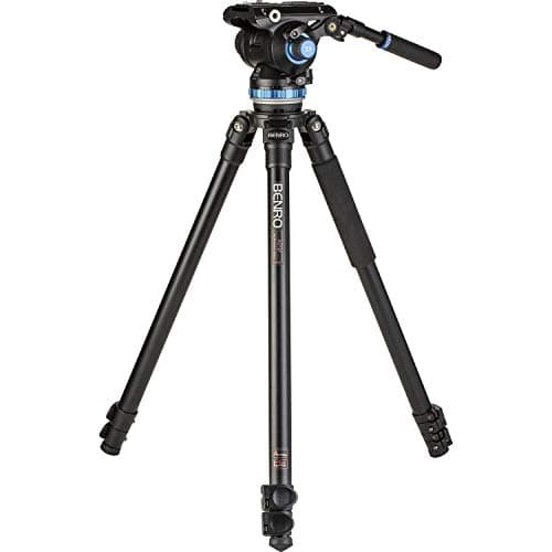 Image of Benro A373F Aluminum Single Tube S8PRO Head - 75mm Half Ball Adapter, 3 Leg Sections