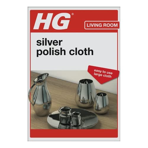 Image of HG Silver Polish Cloth, Specialist Jewellery & Ornament Care Metal Polishing Cloth, Premium Quality Special Impregnated Cleaning Fabric, Gently Cleans & Restores Surface Shine – 30 x 30cm
