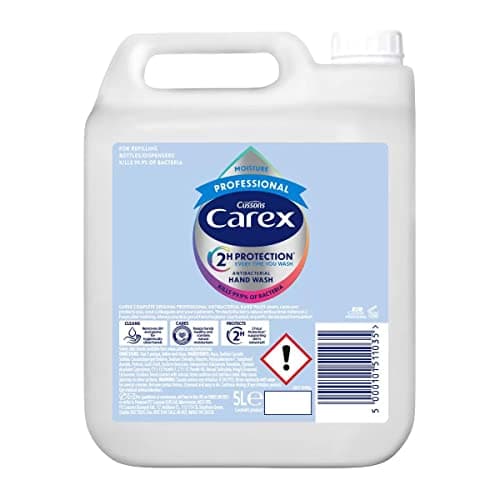 Image of Carex Moisture Antibacterial Hand Wash, Kills Bacteria & Viruses, Dermatologically Tested Liquid Soap that Cleans & Protects Hands, 5 Litre (Pack of 1)