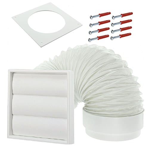 Image of Spares2go Universal Exterior Wall Venting Kit for Tumble Dryers (White, 4" / 102mm)