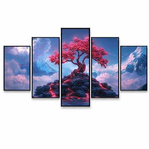 Image of 5 Pack Diamond Art Kits Adults, DIY Tree Diamond Painting, Full Drill Coverage Rhinestone Paint by Numbers, Crystal Art Canvas Paintings Mountain for Office Bedroom Home Decor (Three Sizes) PZSH-2595