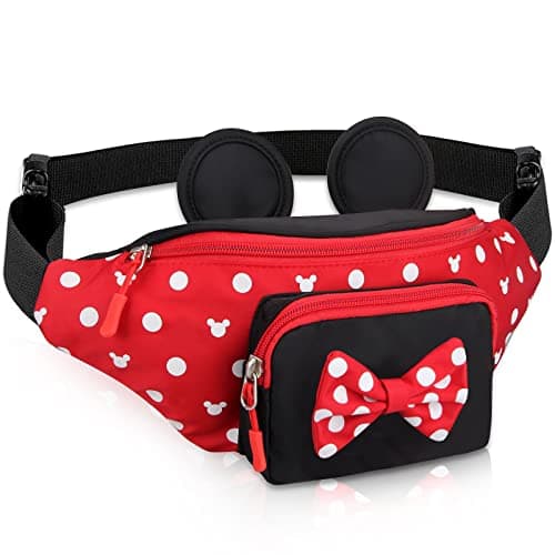 Image of Disney Minnie Mouse Fanny Pack for Women, Travel Waist Bag with Mouse Ears, Teen Girls Belt Pack, Outdoor Hiking Bum Bag