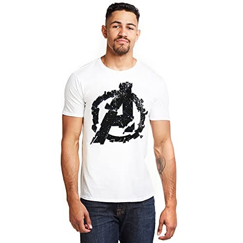 Image of Marvel Men's Avengers Cracked T Shirt, White (White White), M UK