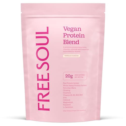 Image of Free Soul Vegan Protein Powder | Formulated for Women | 600g | 20g Protein with Added Nutrients | Gluten & Soy Free Plant-Based Nutrition Shake | Pea & Hemp Isolate Protein | Vanilla Flavour