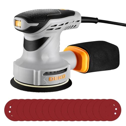 Image of Orbital Sander Electric Sanders: DEKOPRO Random Orbit Sander 300W with 16Pcs Sandpapers, 6 Variable Speed 13000RPM, 125MM Hand Electric Tool, Dust Removal Function, Fit for Woodworking/Sanding