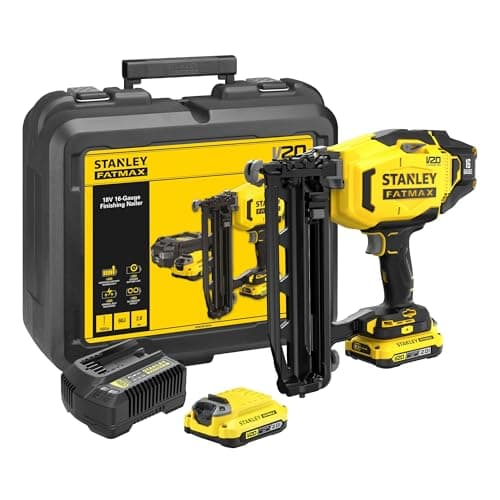 Image of STANLEY FATMAX V20 Cordless 16 Gauge Finishing Nailer, Includes 2X 2.0Ah Li-Ion Batteries, 1.25A Charger and Kit Box,18V, SFMCN616D2K-GB