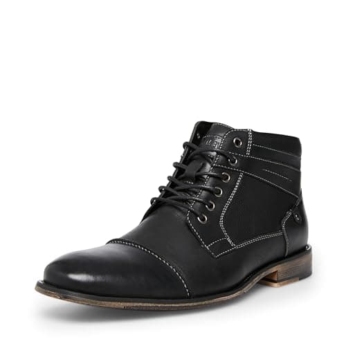 Image of Steve Madden Men's Jotter Combat Boot, Black Leather, 7.5 UK