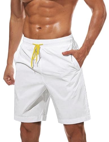 Image of TACVASEN Mens Swim Trunks Beach Shorts with Pockets Summer Holiday Shorts Water Sports Bathing Suit Surf Shorts Beachwear White