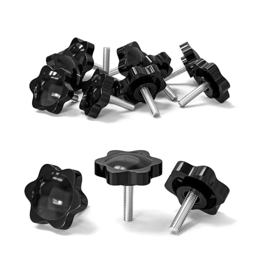 Image of 10 Pcs M5 Screws, M5 x 20mm Thread Star Knobs, Thumb Screws, Plastic Hex Shaped Clamping Knob Handle Hand Tightening Screw Knob for Umbrella Base Replacement
