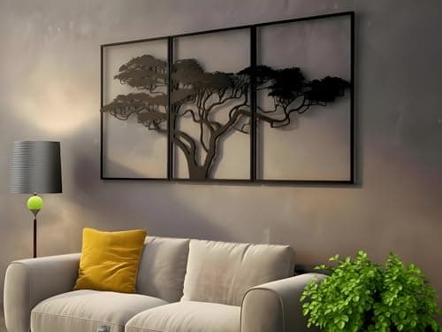 Image of Vailla Black Wall Art, Wooden Wall Decor for Bedroom Living Room Kitchen Office, Wood Wall Hanging, Abstract Large Wall Decoration, Modern 3D Textured Wall Sculptures (Tree of life 2)